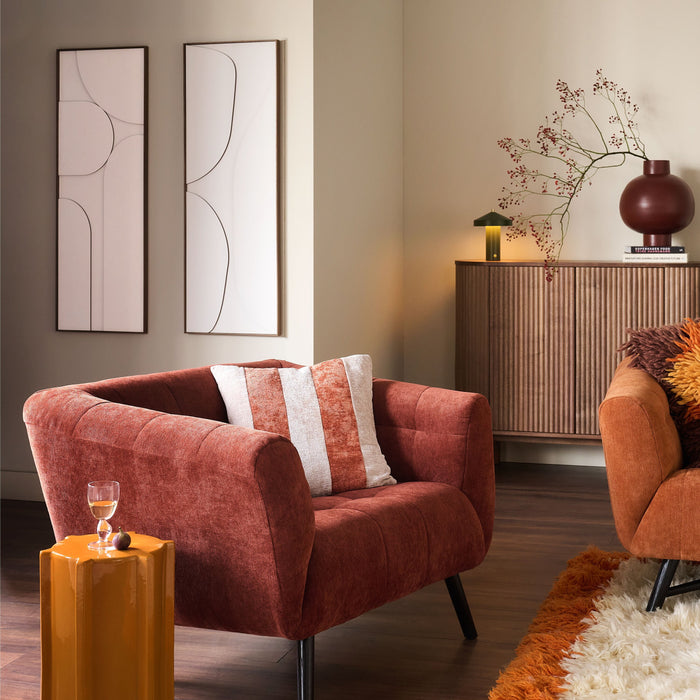 by fonQ Raised Abstraction Schilderij - Balanced - 40 x 118 cm - Bordeaux / Walnoot