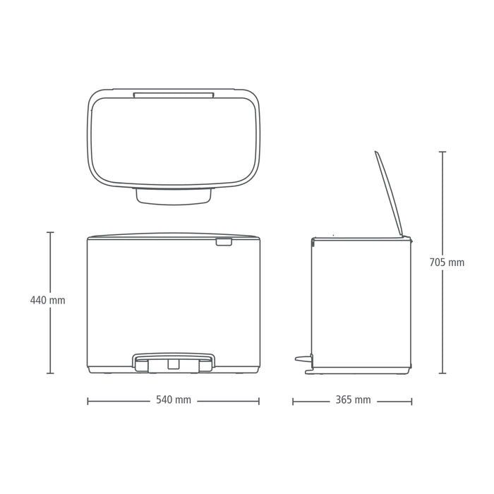 Brabantia Bo Pedaalemmer 3 x 11 L - Wit