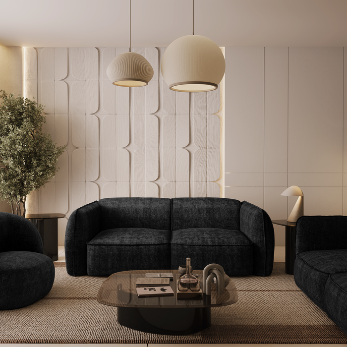 4-zitsbank in donker antraciet geweven fluweel