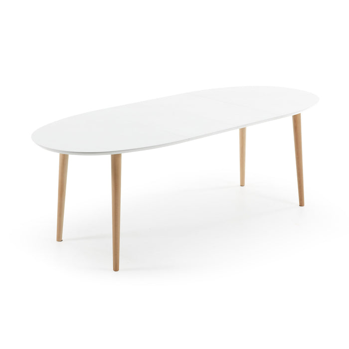 Kave Home Oqui Eettafel Uitschuifbaar Rond - 140/220 x 90 cm - Wit