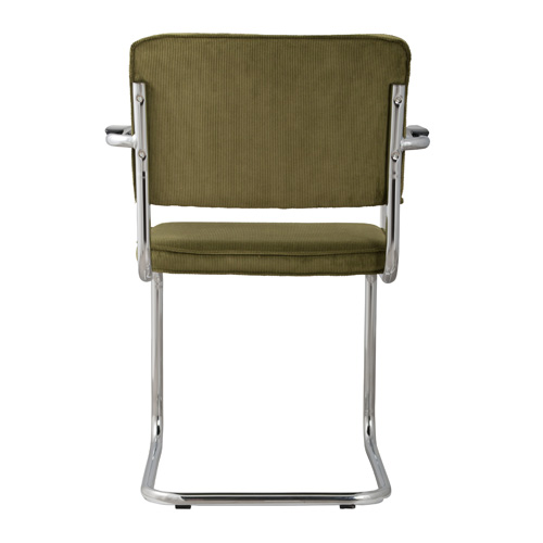 Zuiver Ridge Eetkamerstoel met Armleuningen - Ribstof - Groen