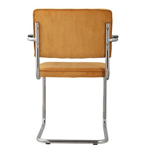 Zuiver Ridge Eetkamerstoel met Armleuningen - Ribstof - Geel