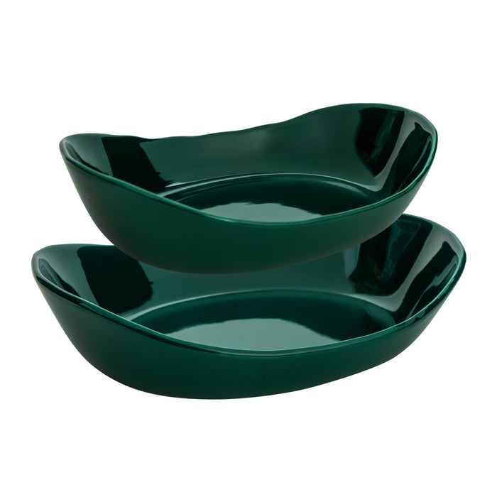 Krumble Serveerschaal - Set van 2 - Keramiek - Donkergroen