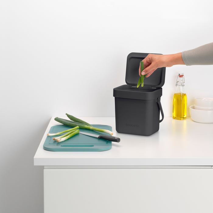 Brabantia Sort & Go Afvalemmer 3 L - Donkergrijs