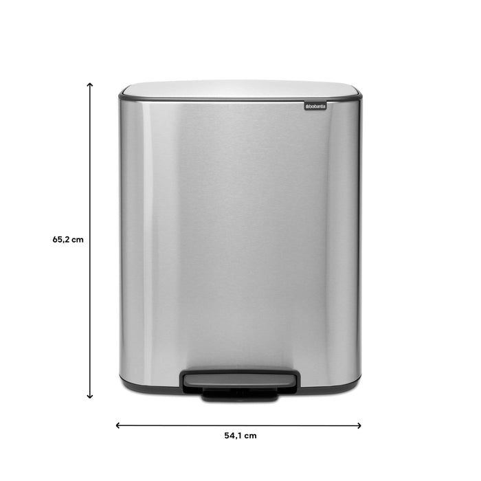 Brabantia Bo Pedaalemmer 60 Liter (2x30 liter) - Matt Steel