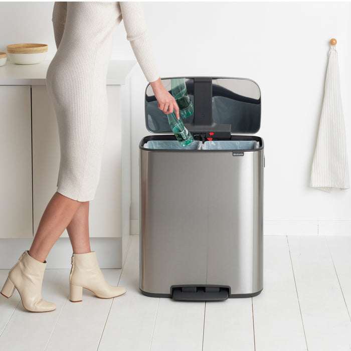 Brabantia Bo Pedaalemmer 60 Liter (2x30 liter) - Matt Steel