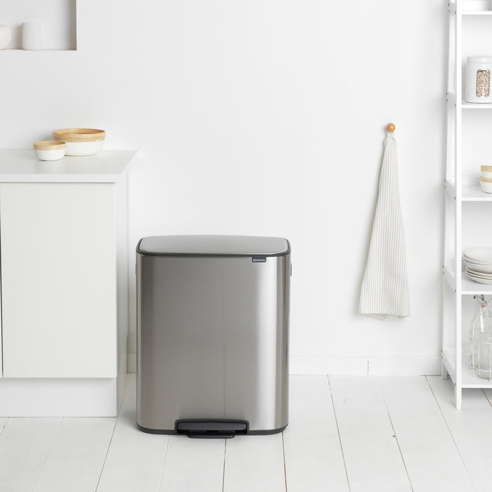 Brabantia Bo Pedaalemmer 60 Liter (2x30 liter) - Matt Steel