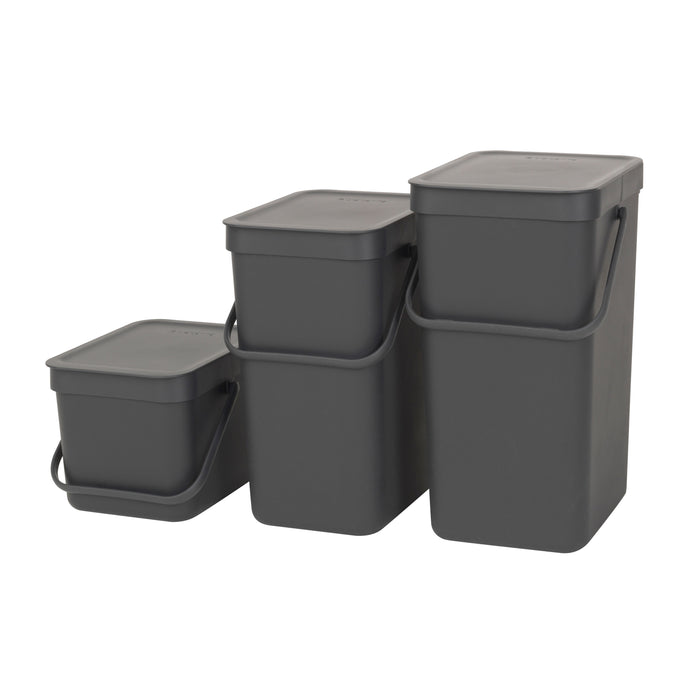 Brabantia Sort & Go Afvalemmer 6 L - Donkergrijs