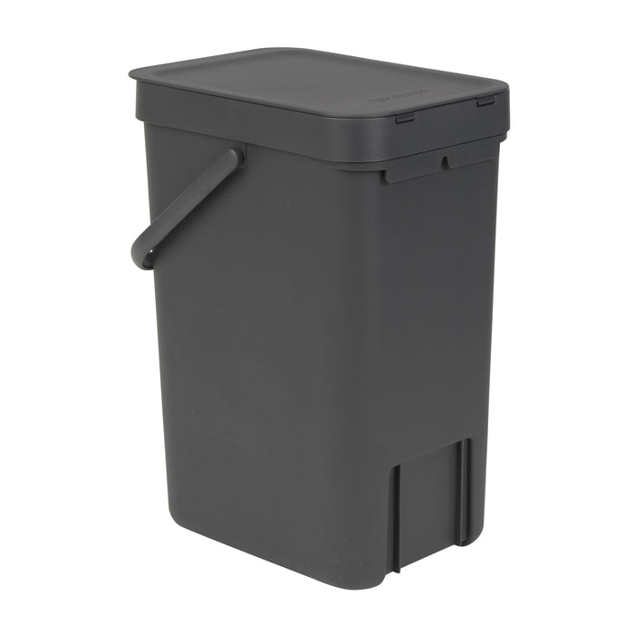 Brabantia Sort & Go Afvalemmer / Opberger 12 L - Donkergrijs