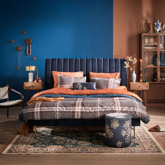 Beliani - MARVILLE - Tweepersoonsbed - Blauw - 160 x 200 cm - Fluweel