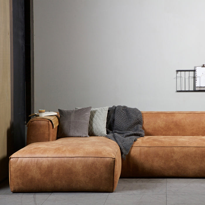 WOOOD Bean Hoekbank met Chaise Longue Links - Eco-leder - Cognac