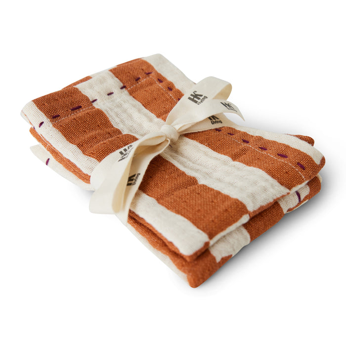 HKliving Striped Tangerine Servetten - Set van 2