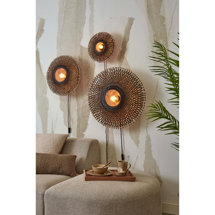 GOOD&MOJO Kalimantan Wandlamp Rond - Ø44cm - Zwart / Bamboe