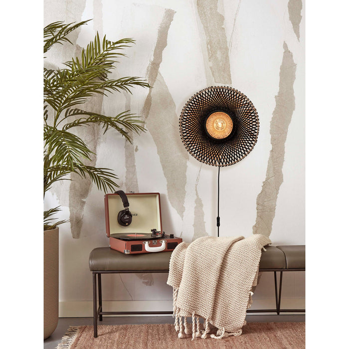 GOOD&MOJO Kalimantan Wandlamp Rond - Ø44cm - Zwart / Bamboe