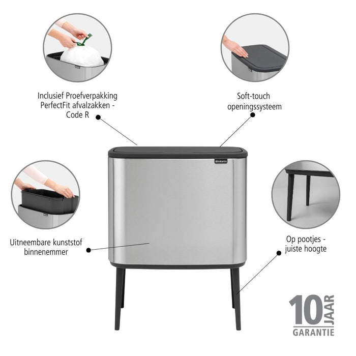 Brabantia Bo Touch Bin Afvalemmer 36 Liter Vingerafdrukvrij