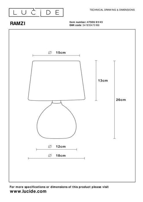 Lucide RAMZI Tafellamp - Bruin