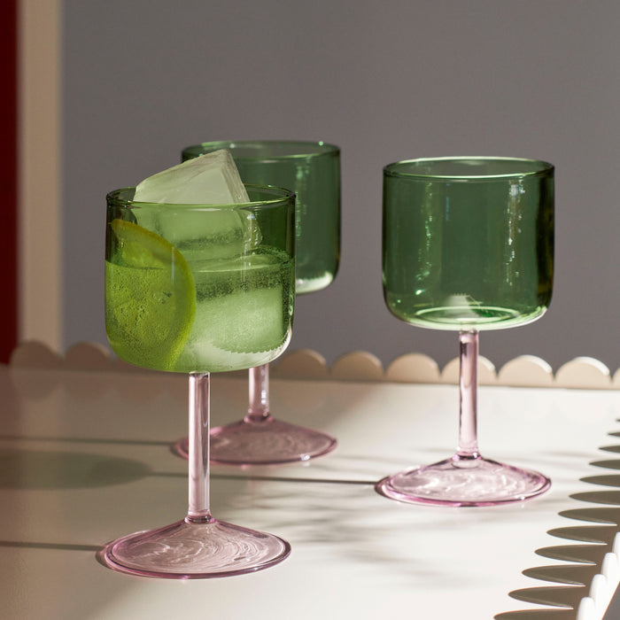HAY Tint Wijnglazen 2 st. - 0,25 L - Roze/Groen