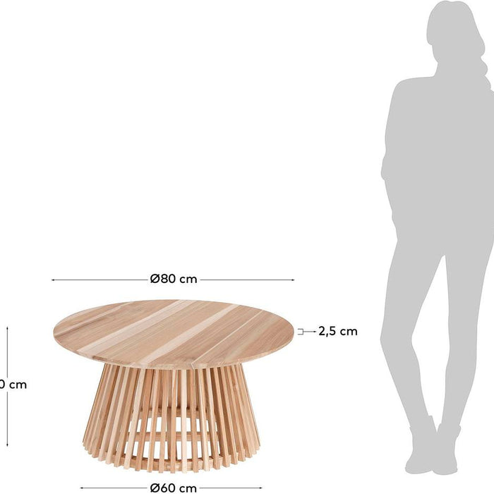 Kave Home Jeanette Salontafel - Ø 80 cm - Massief Teakhout - Naturel