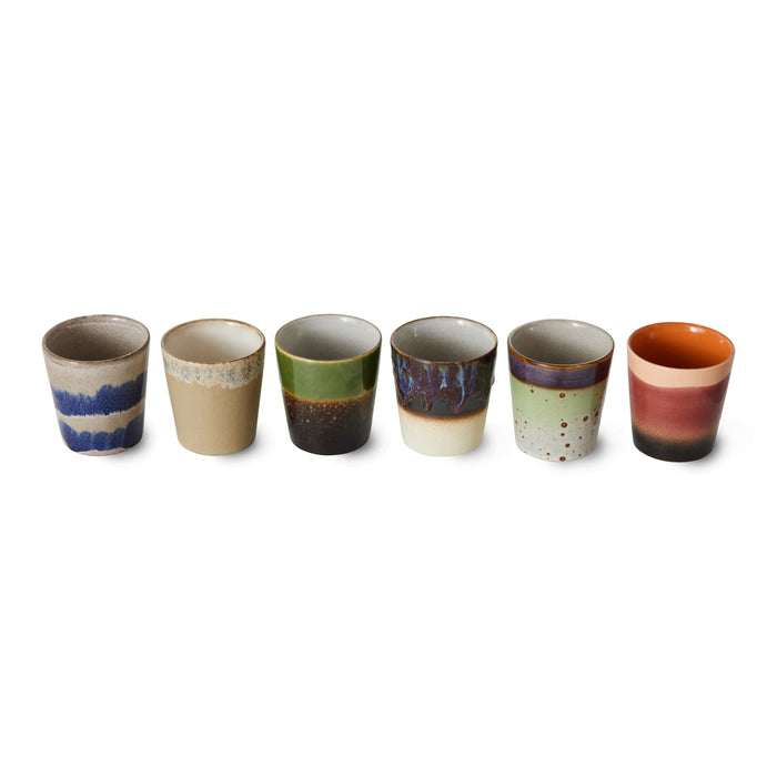 HKliving 70's Ceramics Mokken 0,23 L - Set van 6 - Grounding