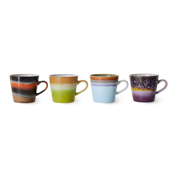 HKliving 70's Ceramics Cappuccinomok 0,33 L - Set van 4 - Solid