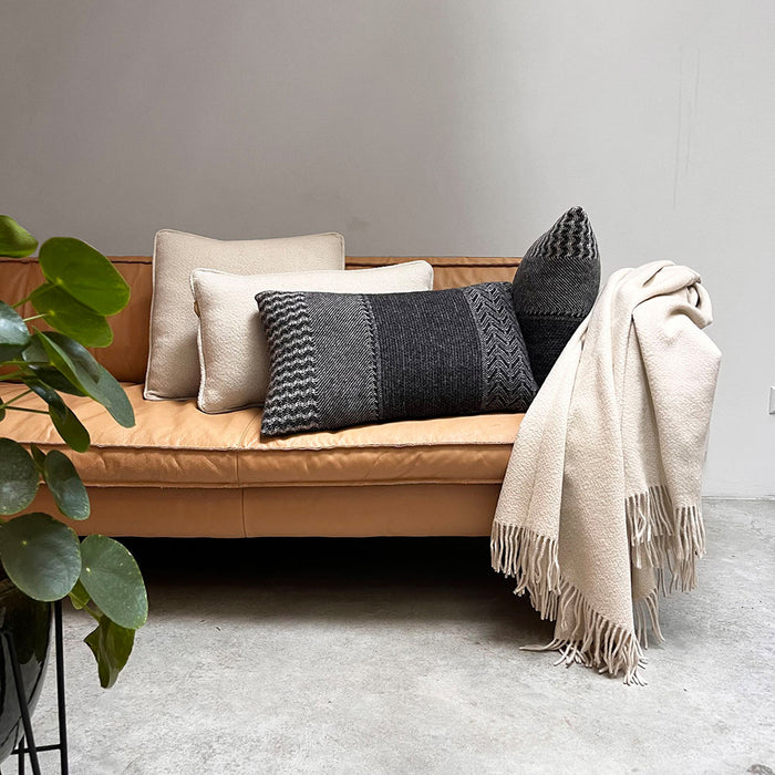 Malagoon Recycled Wool Plaid 131 x 170 cm - Abbey White