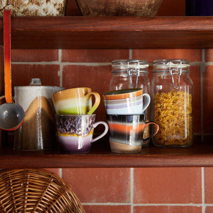 HKliving 70's Ceramics Cappuccinomok 0,33 L - Set van 4 - Solid