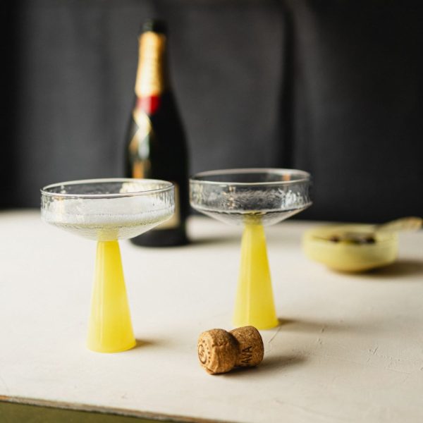 Brût Homeware, Coupe Claude, licht blauw | geel topaas, set van 2