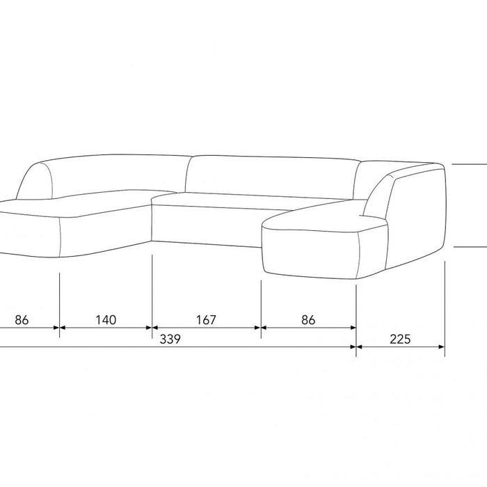 WOOOD Sloping U-bank – Chenille - Naturel Melange