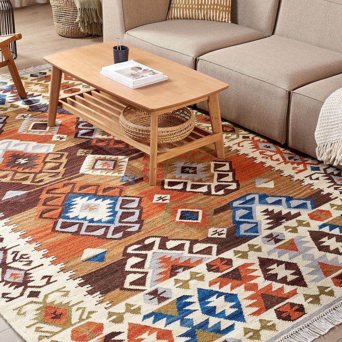 Beliani-VOSKETAP-Kelim vloerkleed-Multicolor-200 x 300 cm-Wol