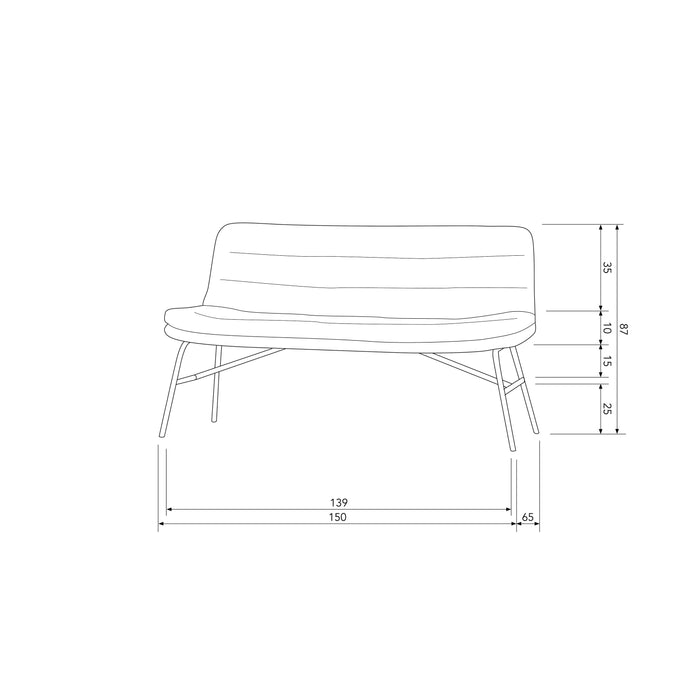 WOOOD Lucy Eetkamerbankje - Bouclé - Off White - 87x150x67