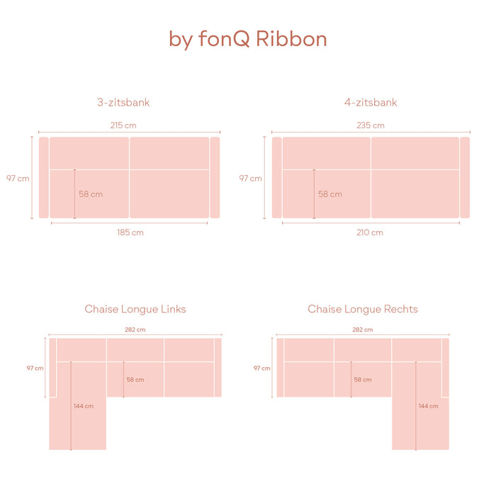 by fonQ Ribbon 4-zitsbank - Rib - Bordeaux