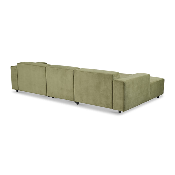 by fonQ Nova Hoekbank met Chaise Longue Links - Rib - Groen