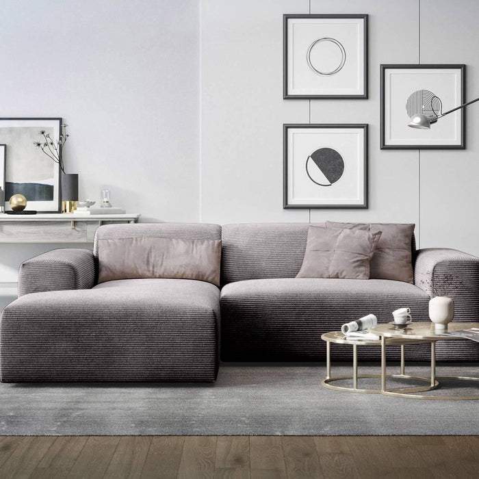 NADUVI Collection Nina Hoekbank Links - Ribstof - Donkergrijs