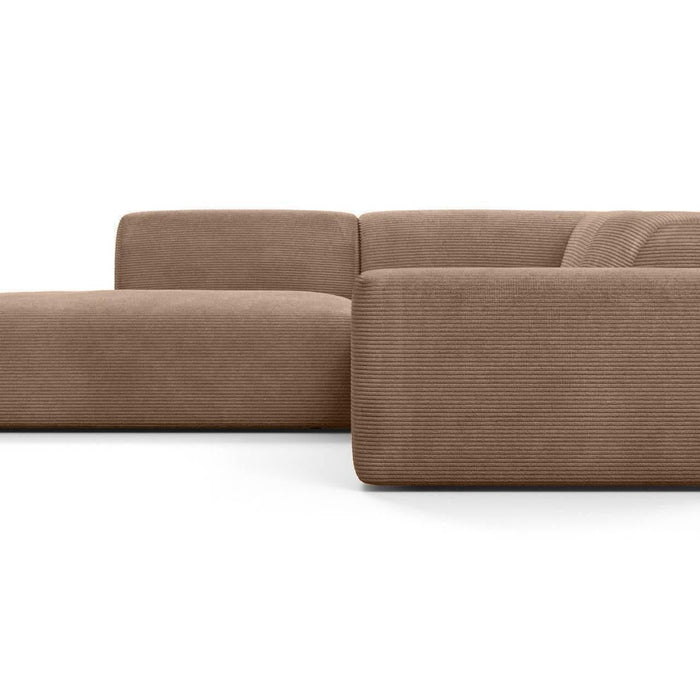 NADUVI Collection Nina Big Hoekbank Links - Ribstof - Hazelnootbruin