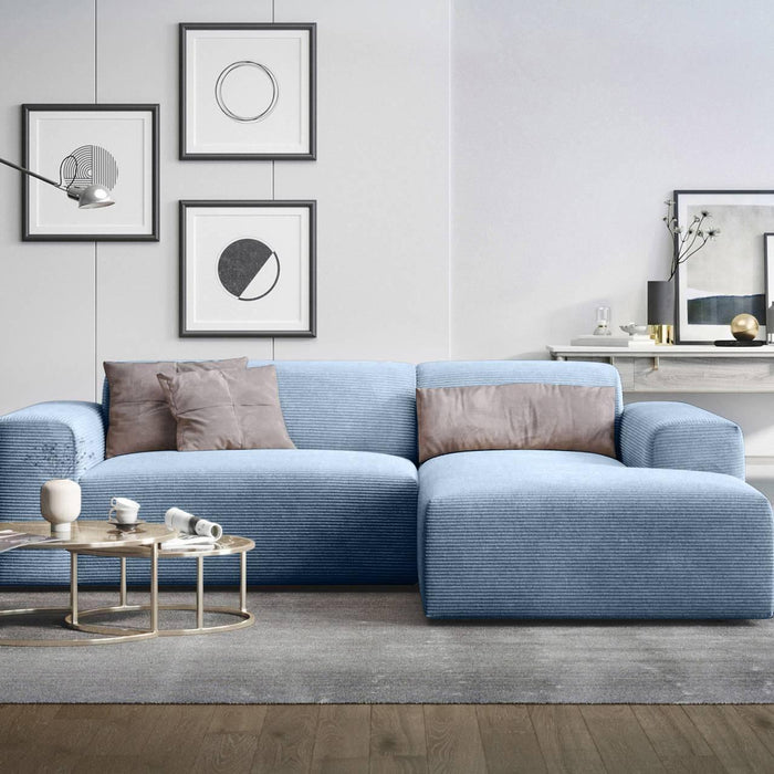 NADUVI Collection Nina Hoekbank Rechts - Ribstof - Lichtblauw