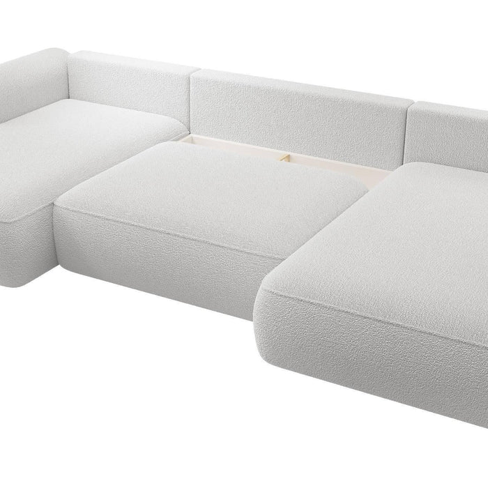 NADUVI Collection Philipa U-bank Rechts met Slaapfunctie - Bouclé - Lichtgrijs