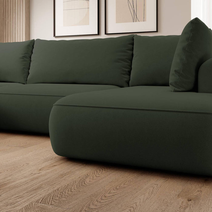 NADUVI Collection Philipa U-bank Rechts met Slaapfunctie - Velvet - Donkergroen