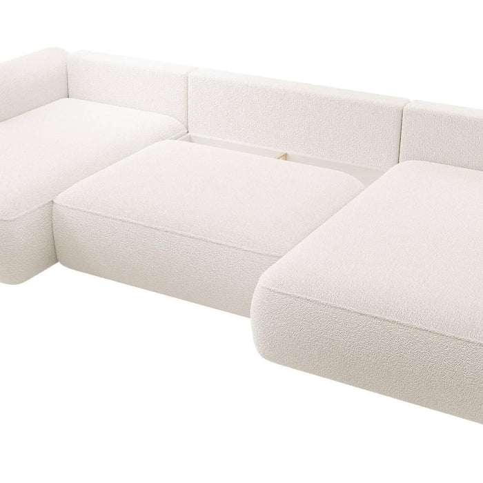 NADUVI Collection Philipa U-bank Rechts met Slaapfunctie - Bouclé - Crème