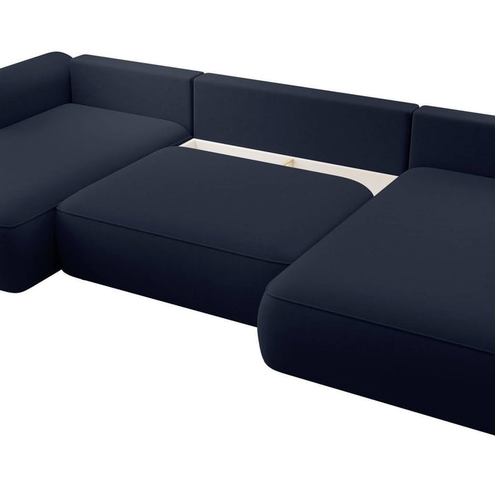 NADUVI Collection Philipa U-bank Rechts met Slaapfunctie - Velvet - Donkerblauw