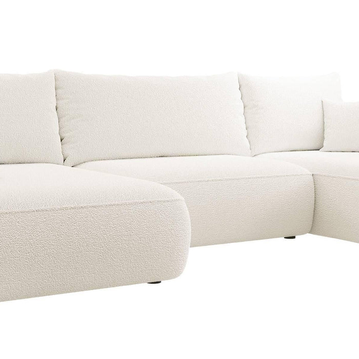 NADUVI Collection Philipa U-bank Links met Slaapfunctie - Bouclé - Crème