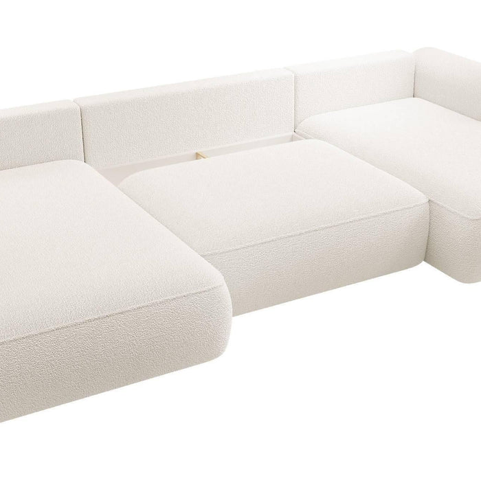 NADUVI Collection Philipa U-bank Links met Slaapfunctie - Bouclé - Crème