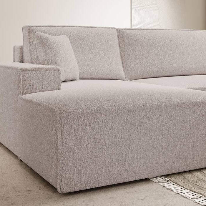 NADUVI Collection Galine Hoekbank met Chaise Longue Links met Slaapfunctie - Bouclé - Crème