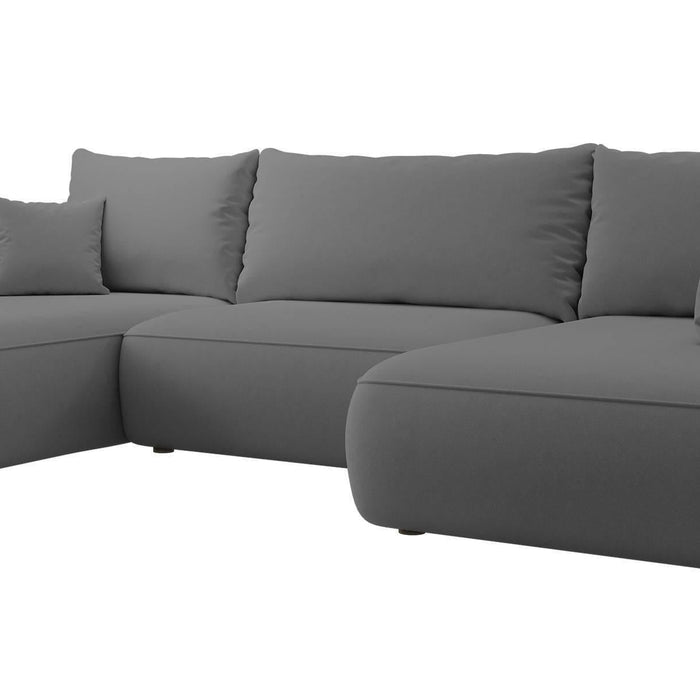 NADUVI Collection Philipa U-bank Rechts met Slaapfunctie - Velvet - Donkergrijs