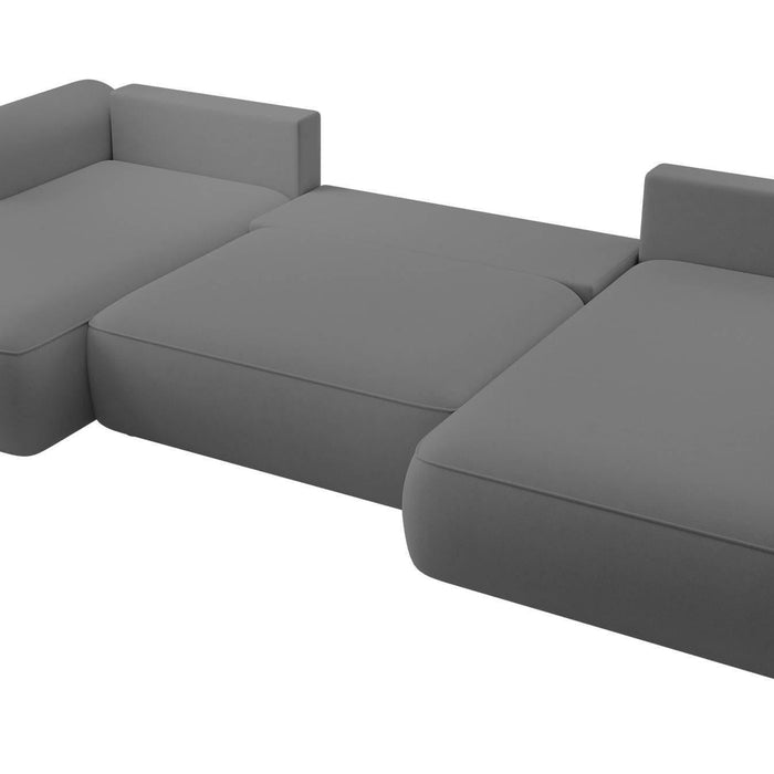 NADUVI Collection Philipa U-bank Rechts met Slaapfunctie - Velvet - Donkergrijs