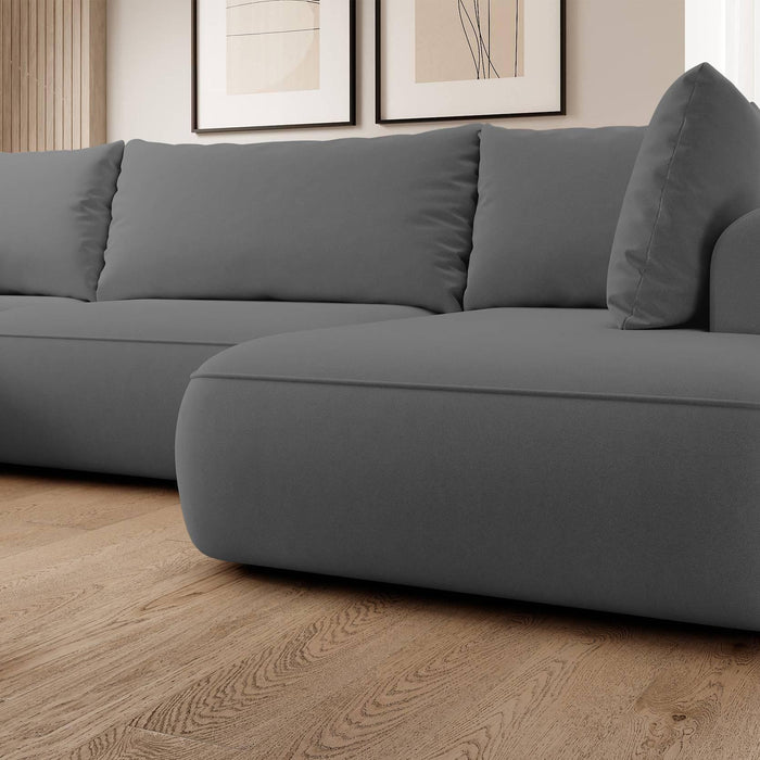 NADUVI Collection Philipa U-bank Rechts met Slaapfunctie - Velvet - Donkergrijs