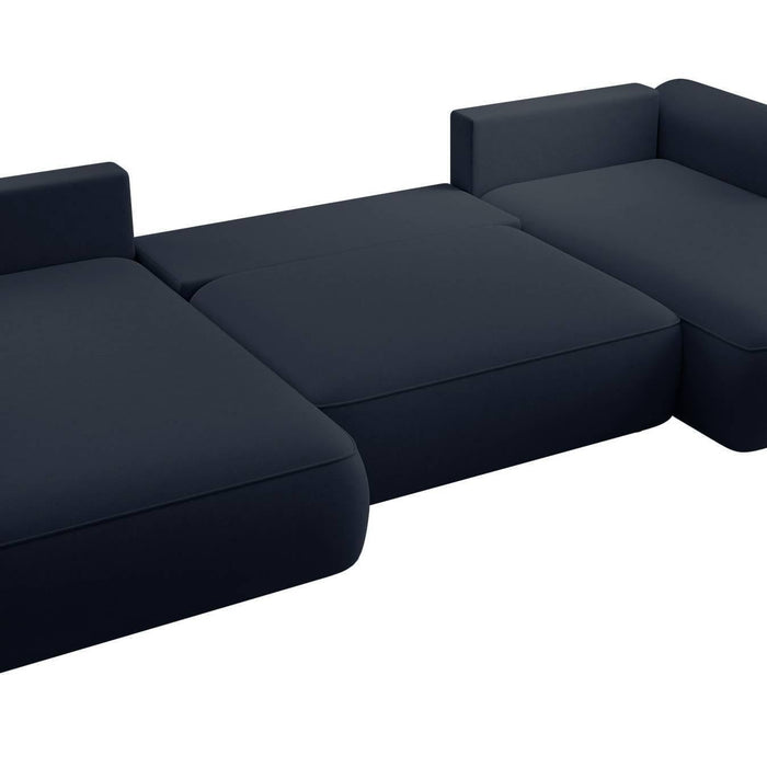 NADUVI Collection Philipa U-bank Links met Slaapfunctie - Velvet - Donkerblauw