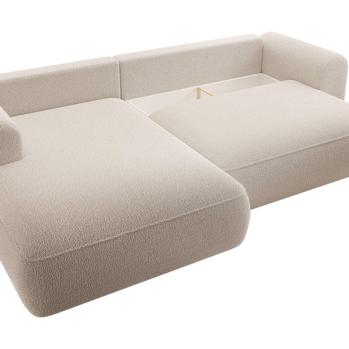 NADUVI Collection Philipa Hoekbank Links met Slaapfunctie - Bouclé - Beige