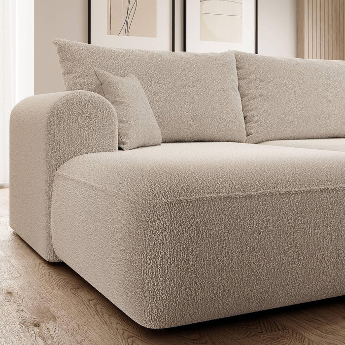NADUVI Collection Philipa Hoekbank Links met Slaapfunctie - Bouclé - Beige