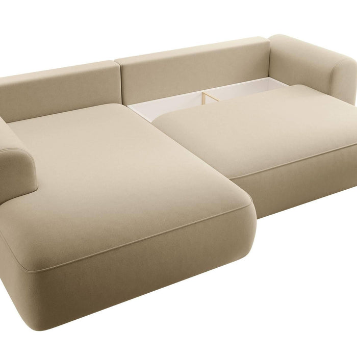 NADUVI Collection Philipa Hoekbank Big Links met Slaapfunctie - Velvet - Beige