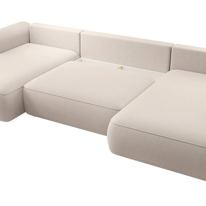 NADUVI Collection Philipa U-bank Rechts met Slaapfunctie - Velvet - Crème